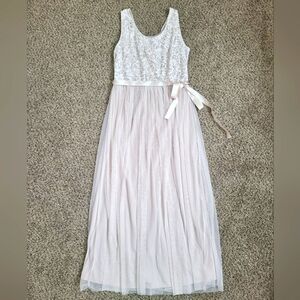 Tulle Elegant Gown Evening Dress Maxi Tutu Style Lined Large Beige Cream Sparkly